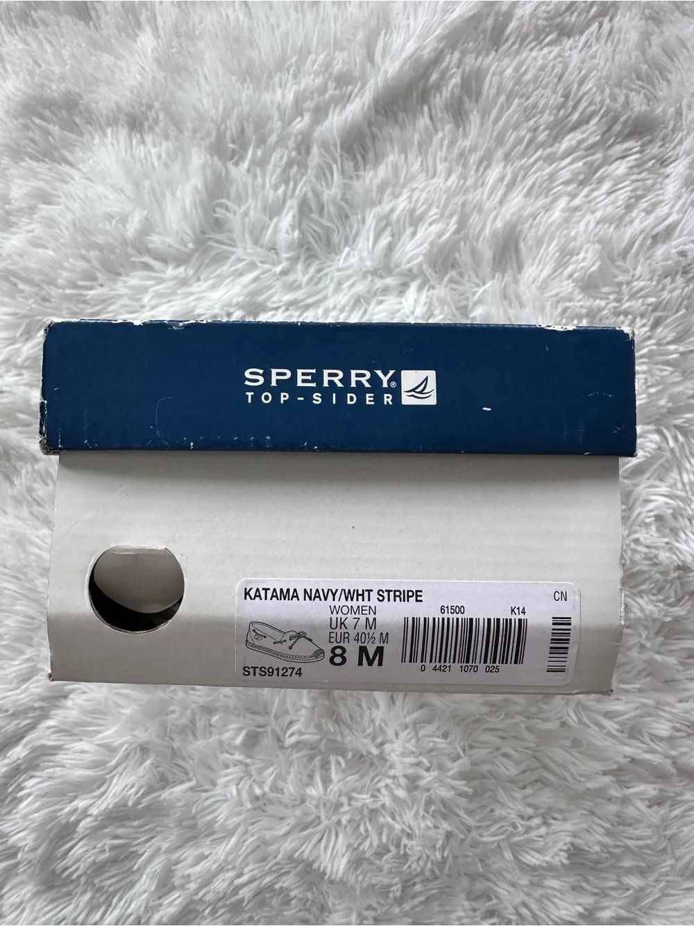 NEW Sperry Navy & White Striped Canvas Shoes size 8